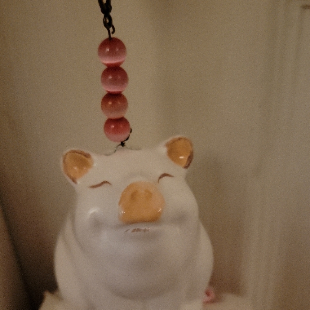 Hand Crafted Pink and Cream Fabric Tassel with Ceramic Bird - Picture 3 of 7